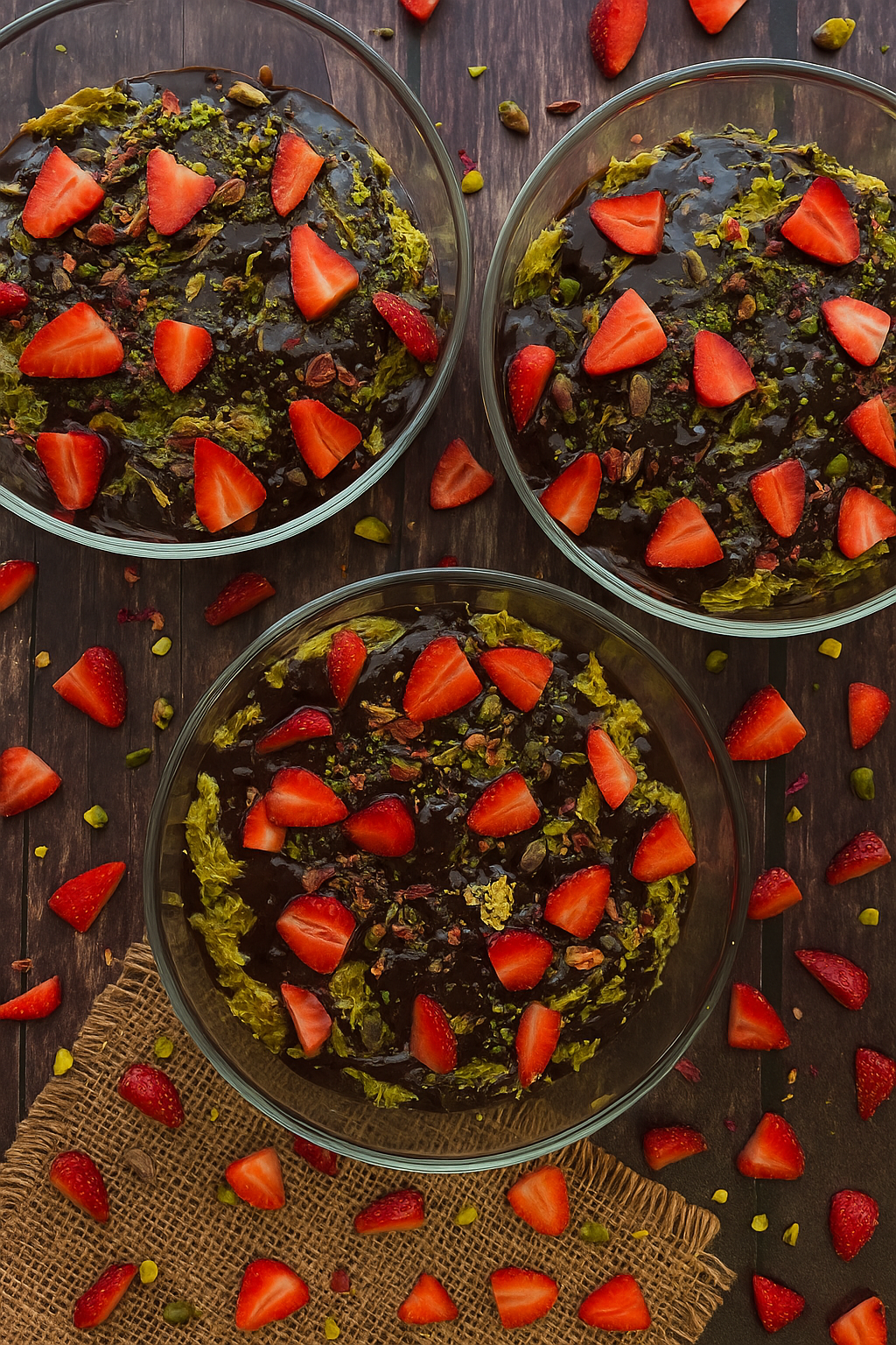 Belgian chocolate kunafa with strawberries π