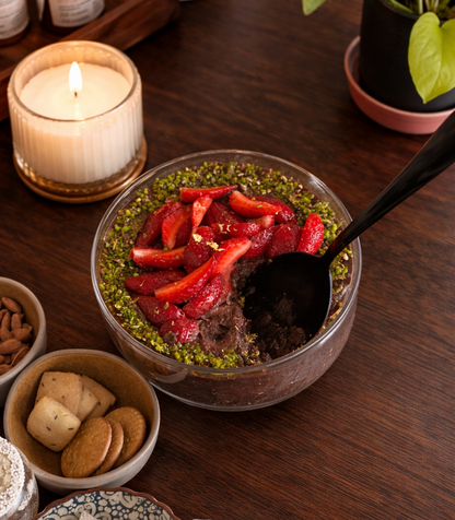 Belgian chocolate kunafa with strawberries 🍓