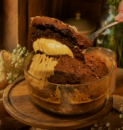 Whipped Salted Caramel Lindt Pudding with Crunchy Feuilletine