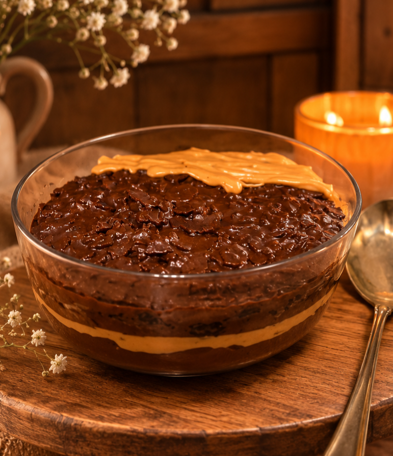 Whipped Salted Caramel Lindt Pudding with Crunchy Feuilletine
