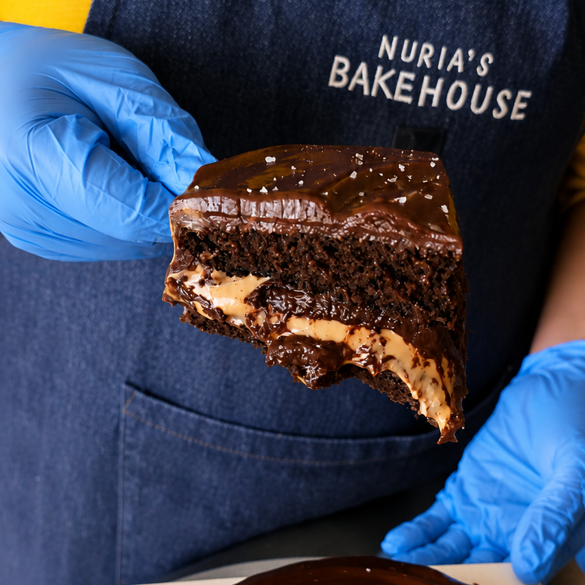 Viral whipped salted caramel x dark lindt cake