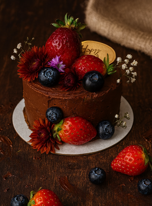 Matilda with mixed berries and flowers