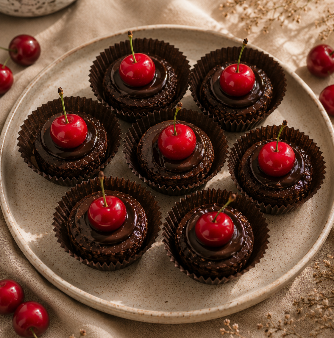 Boozy cherry and chocolate ganache tartlets - Father's Day treat, Nuria's Bakehouse